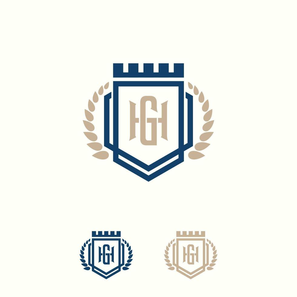 Elegant shield and letter HG vector logo design template