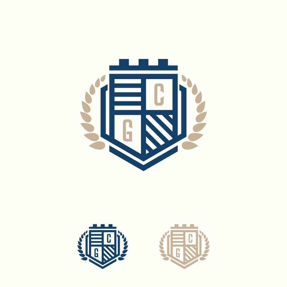 Elegant shield and letter CG vector logo design template