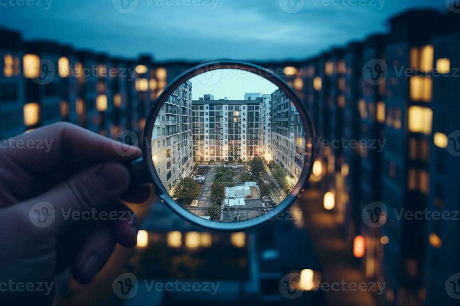AI generated Searching apartment in residential building for purchase photo