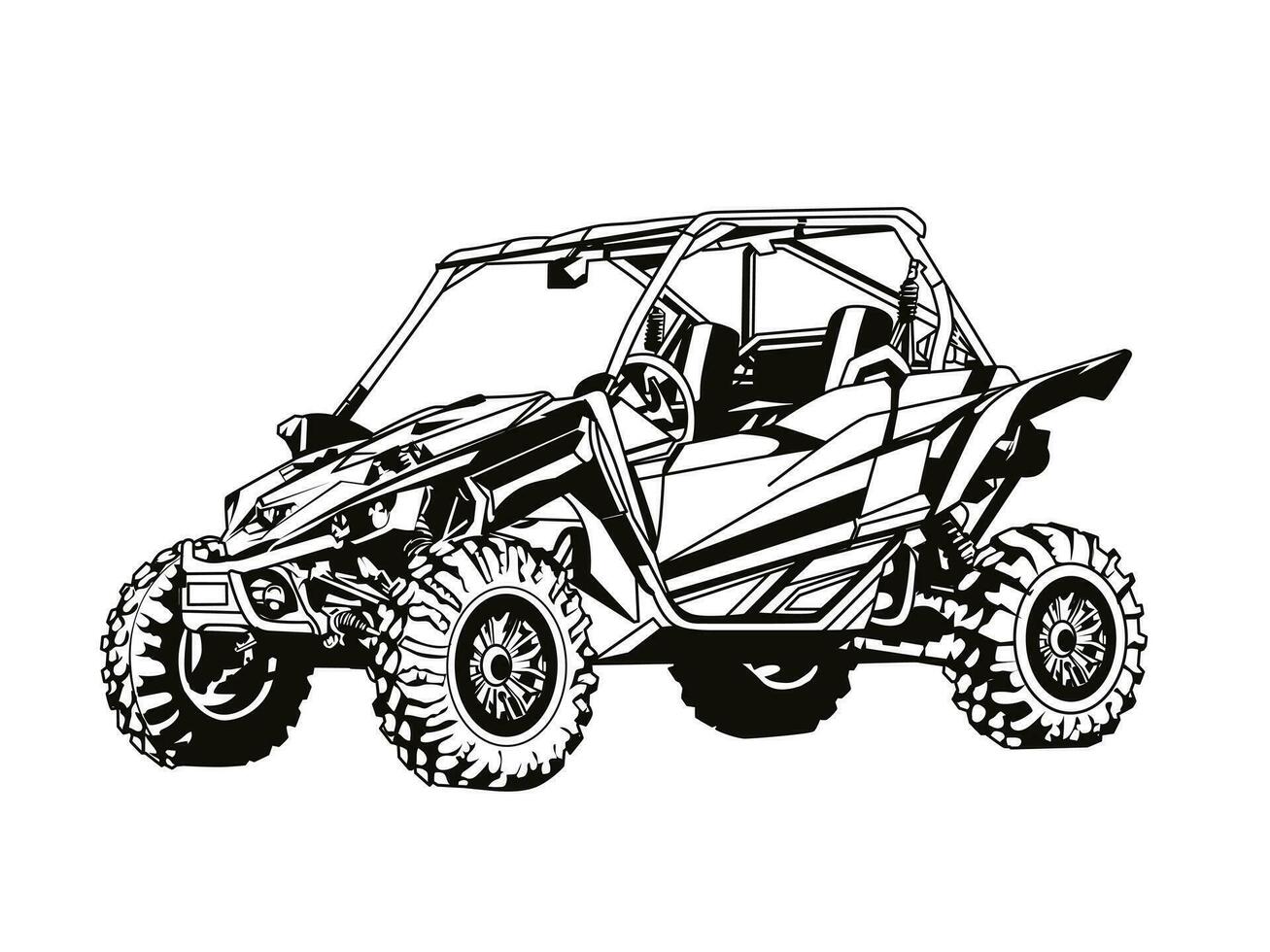 off road vehicle vector illustration in black and white style