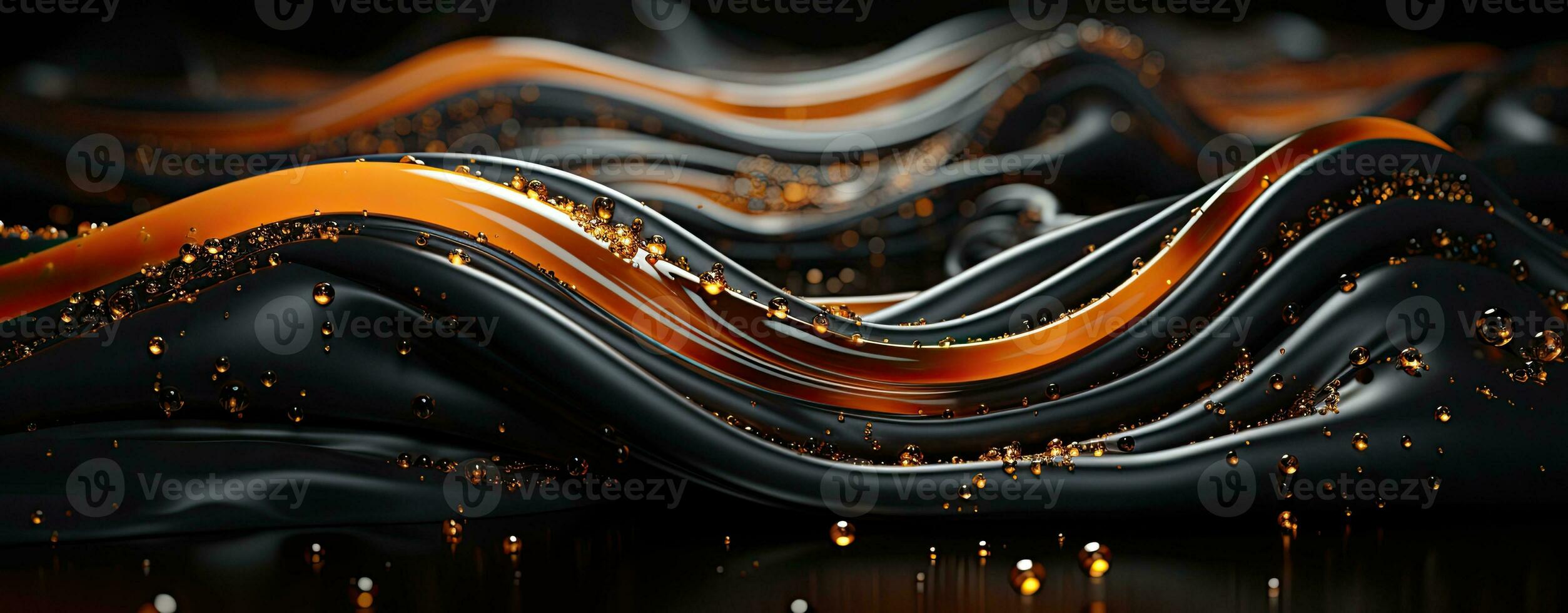 AI generated Elegant Abstract Molten Gold and Black Dynamic Fluid Waves photo