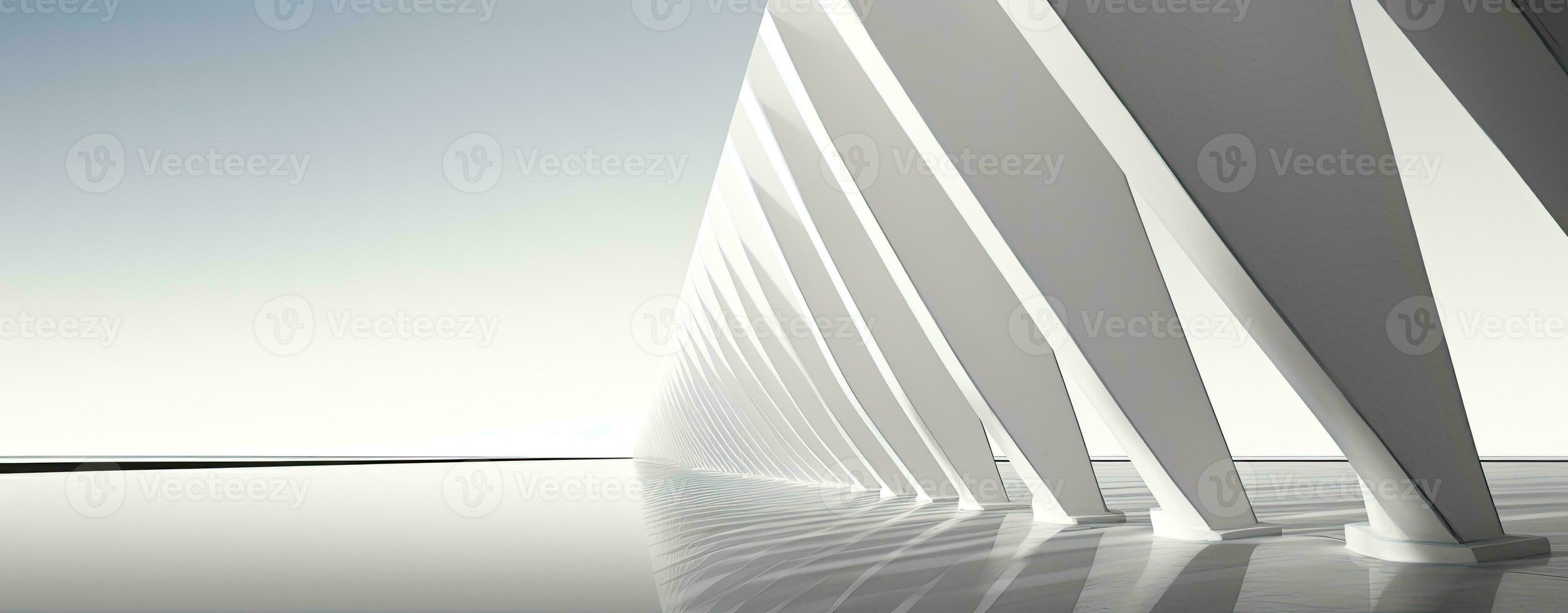 AI generated Expansive Modern Gallery with White Architecture and Light. photo