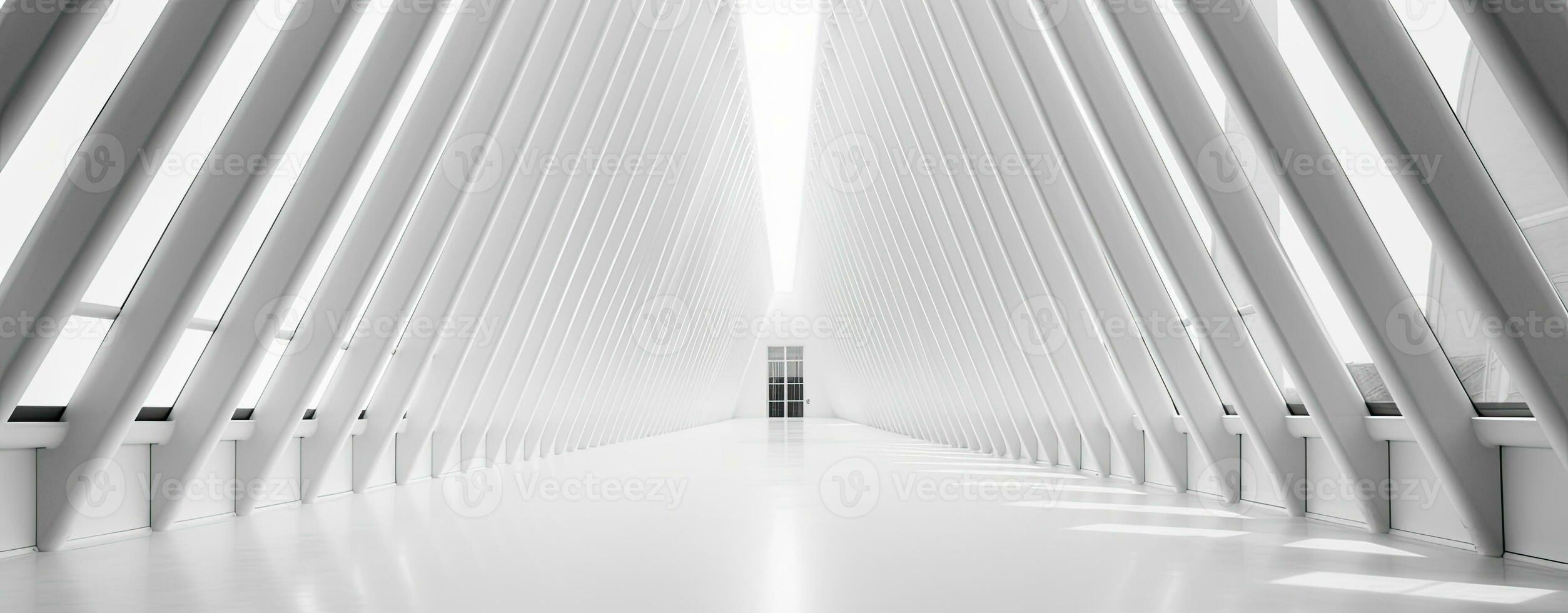 AI generated Expansive Modern Gallery with White Architecture and Light. photo