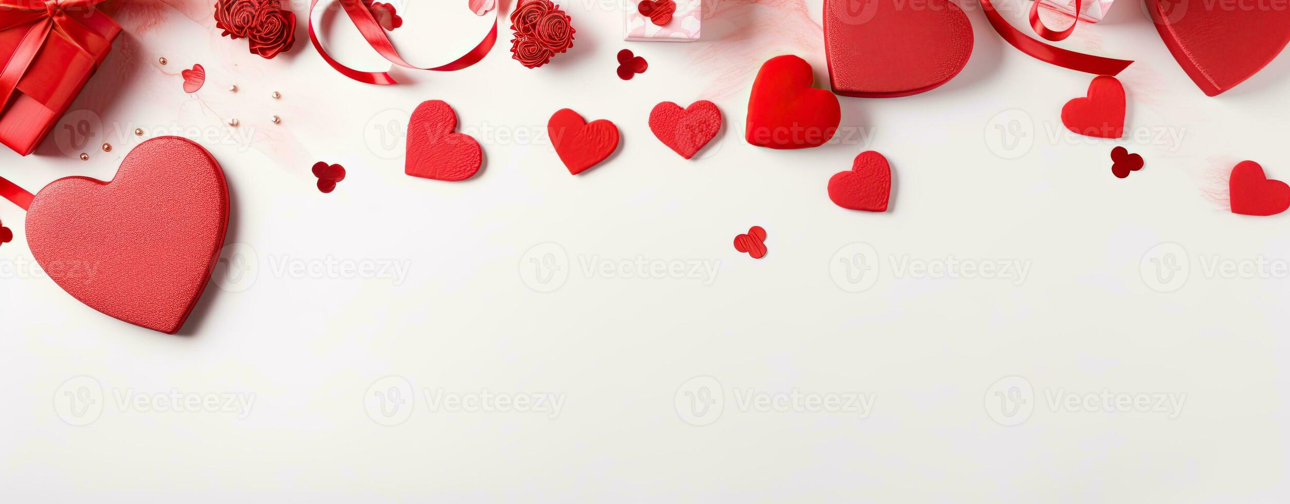 ai generado corazones frontera con amplio Copiar espacio para San Valentín día foto