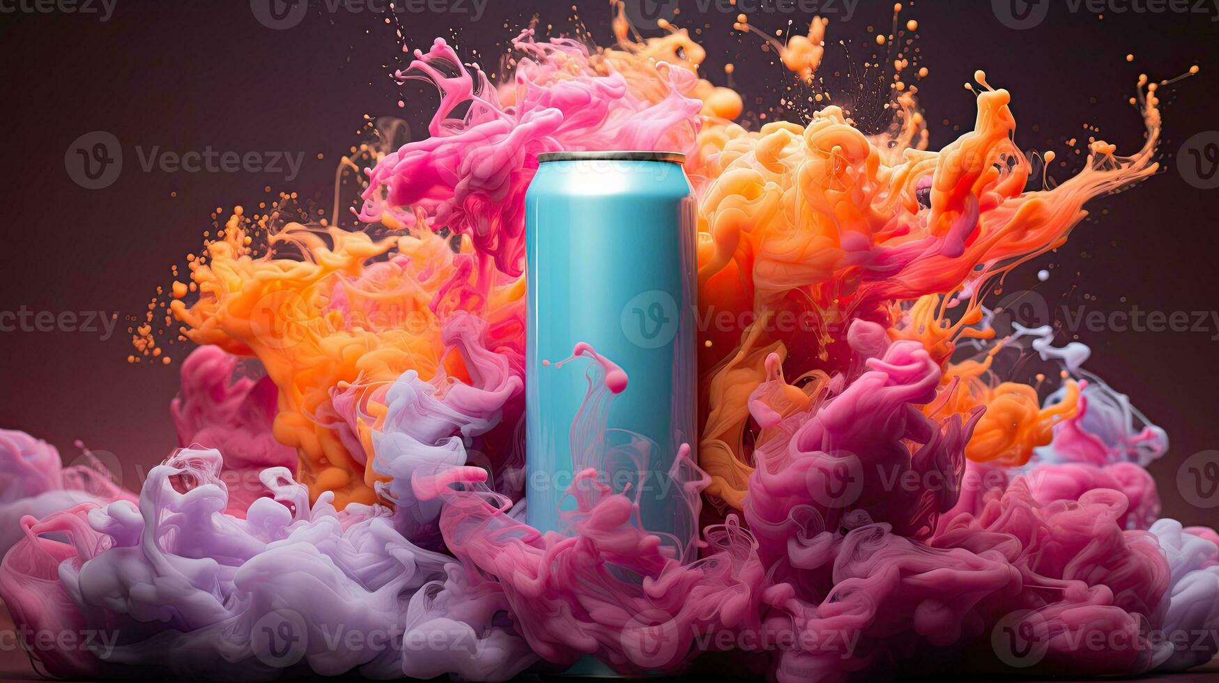 AI generated Vibrant Pink Orange Paint Burst from Spray Can Mockup photo