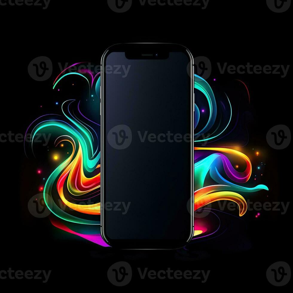 AI generated Abstract Colorful Smoke Swirling Smartphone Mockup photo