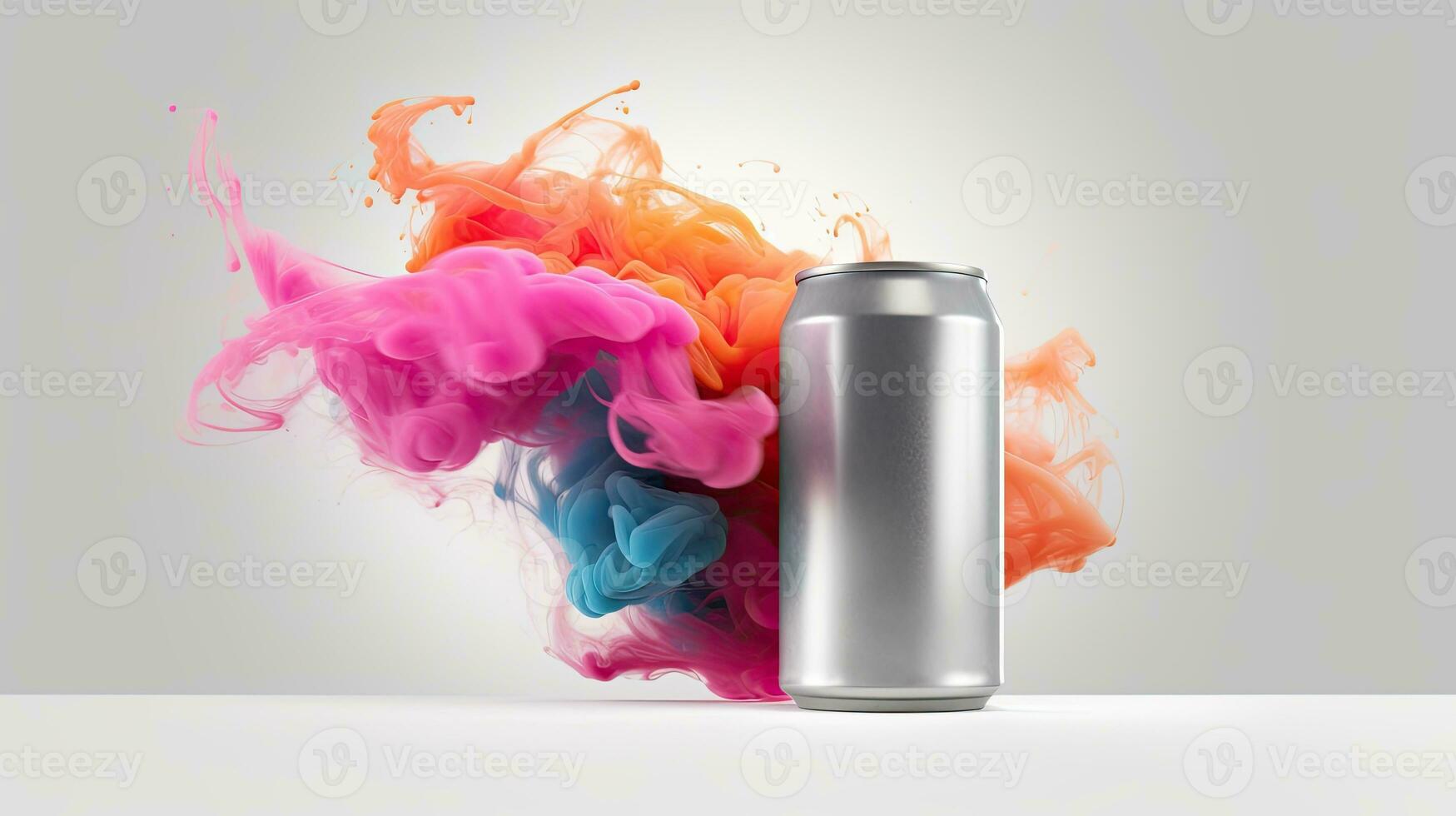 AI generated Vibrant Pink Orange Paint Burst from Spray Can Mockup photo