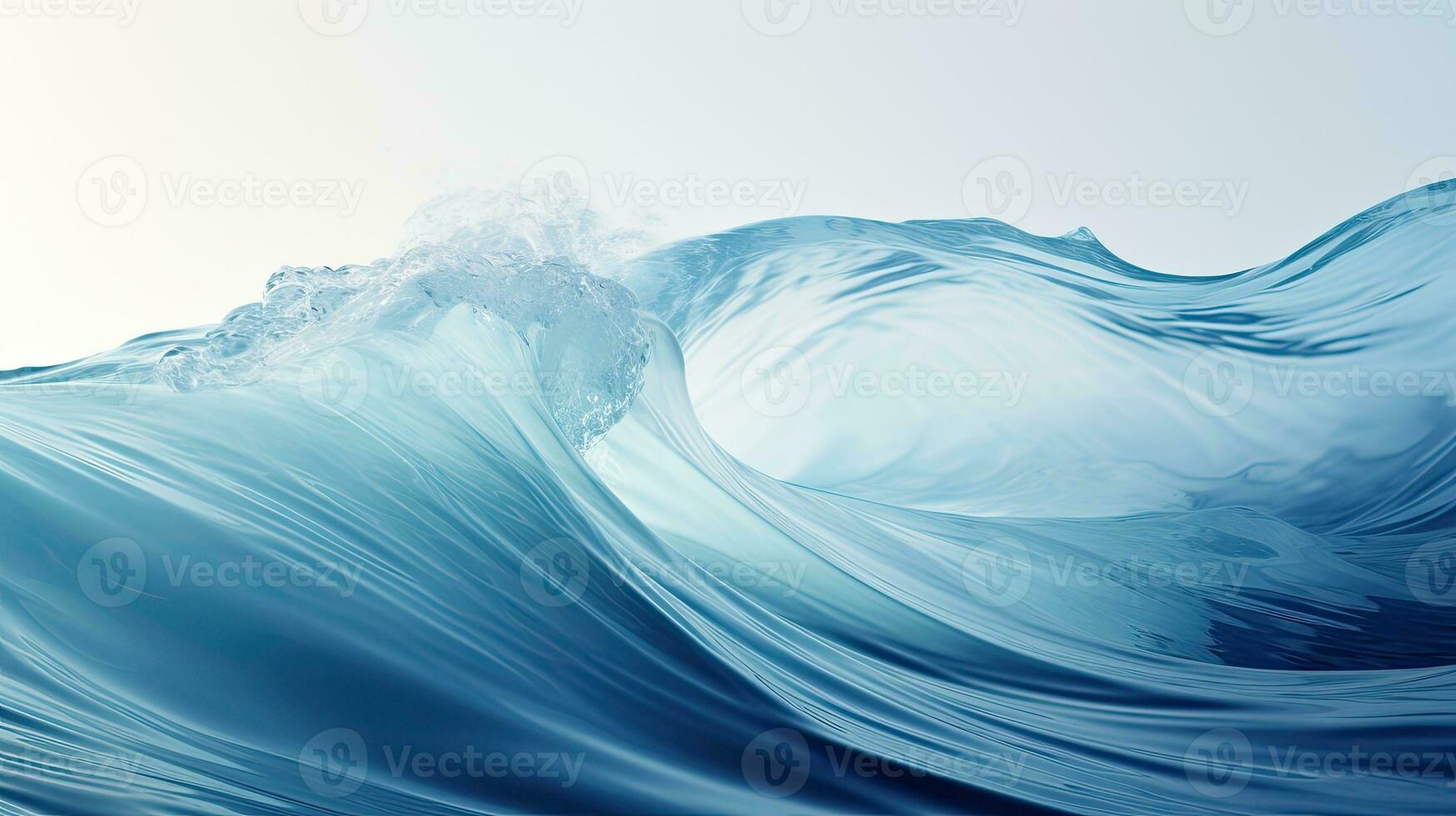 ai generado crujiente azul agua ola con tranquilo ondas y reflexión foto