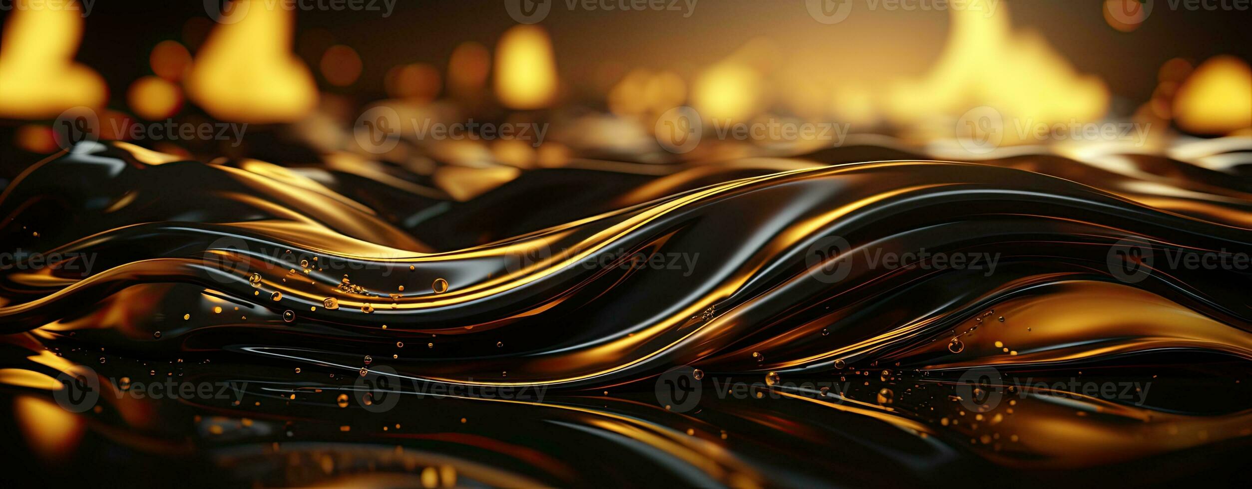 AI generated Elegant Abstract Molten Gold and Black Dynamic Fluid Waves photo