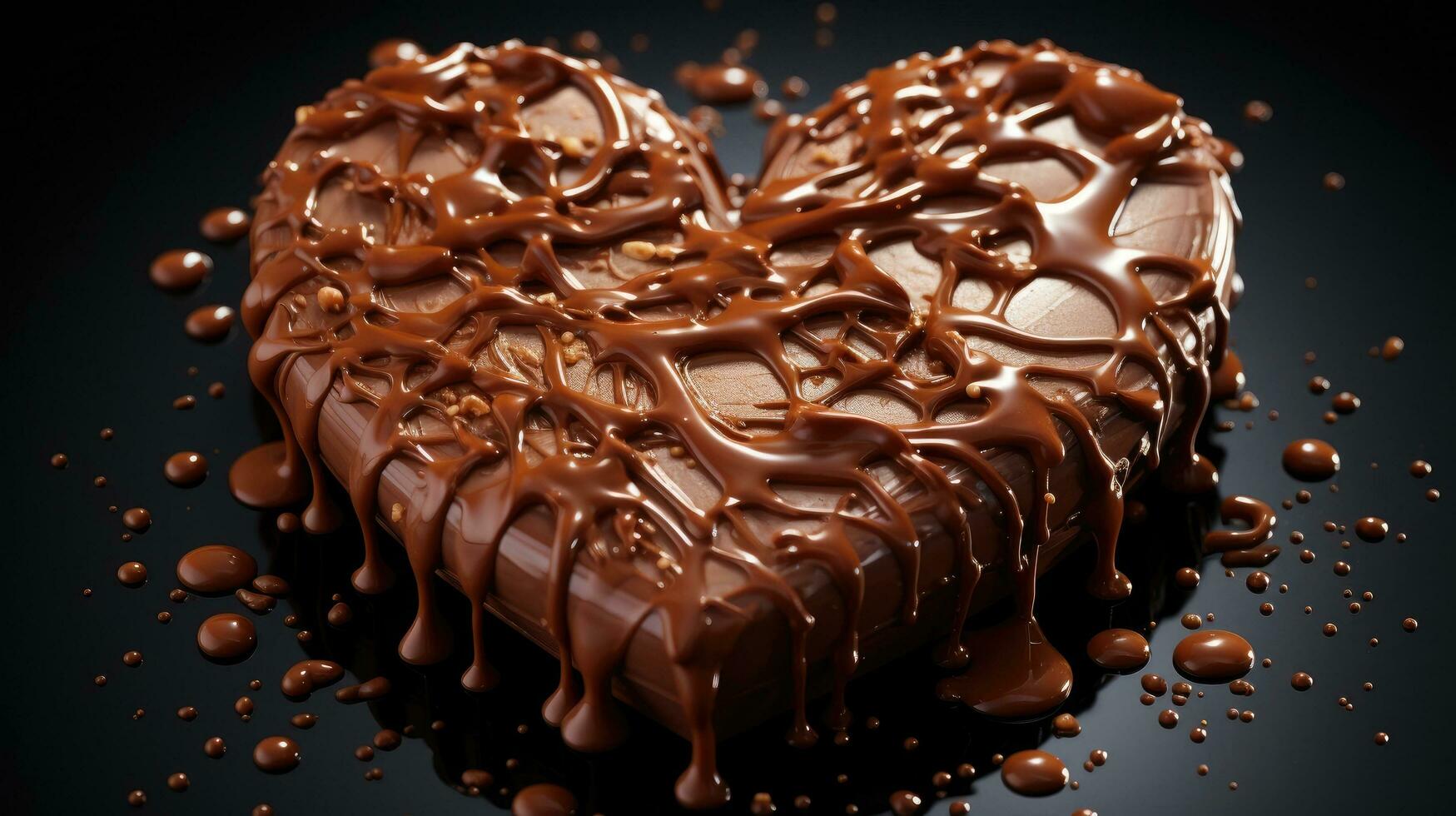 AI generated Delicious sweet beautiful chocolate cake dessert in the shape of a heart gift for Valentine's Day photo