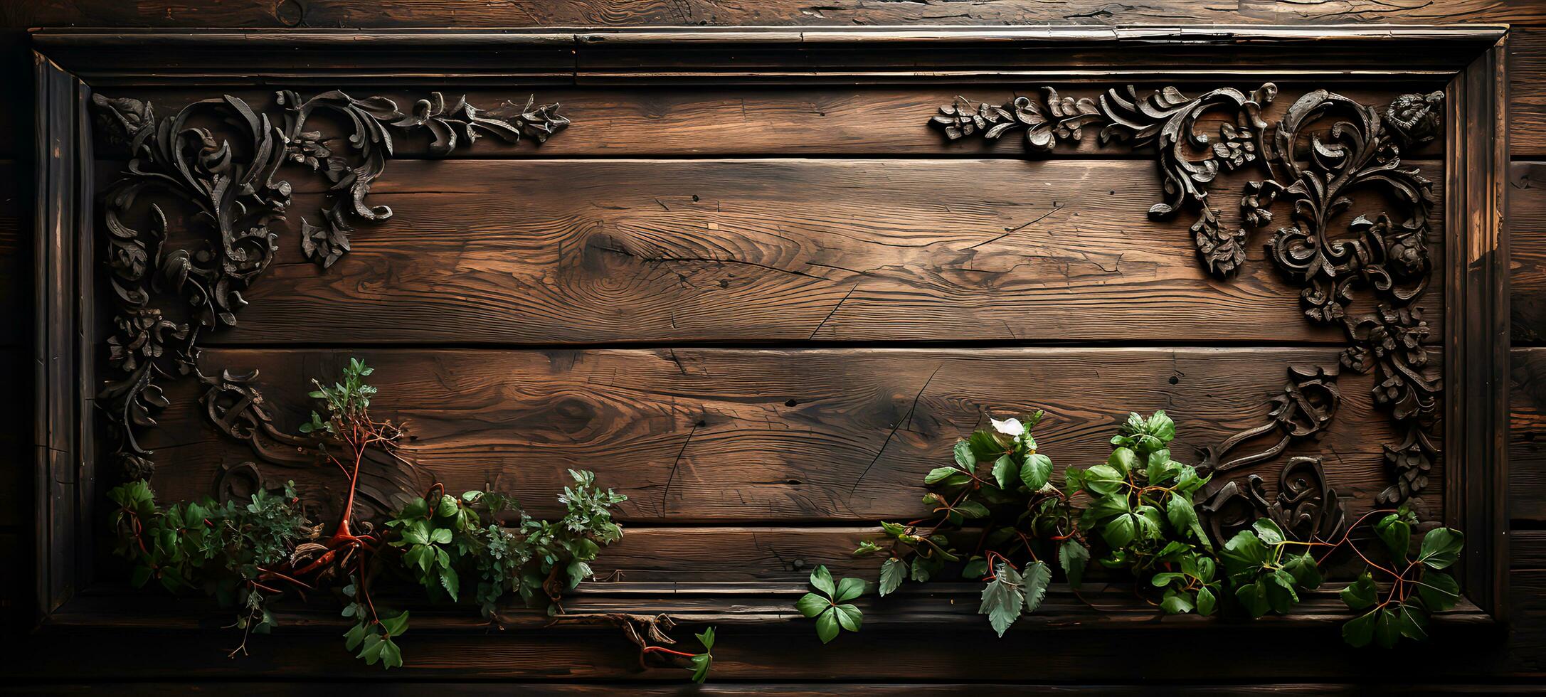 AI generated Vintage Beauty Antique Wooden Background with Aged, Rustic Texture and Artistic Detail, Generative Ai photo