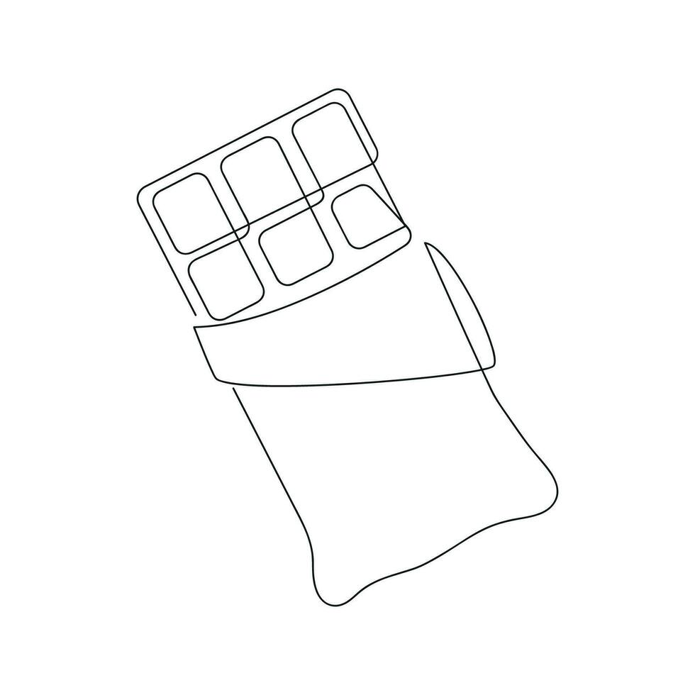 Chocolate drawn in one continuous line. One line drawing, minimalism. Vector illustration.