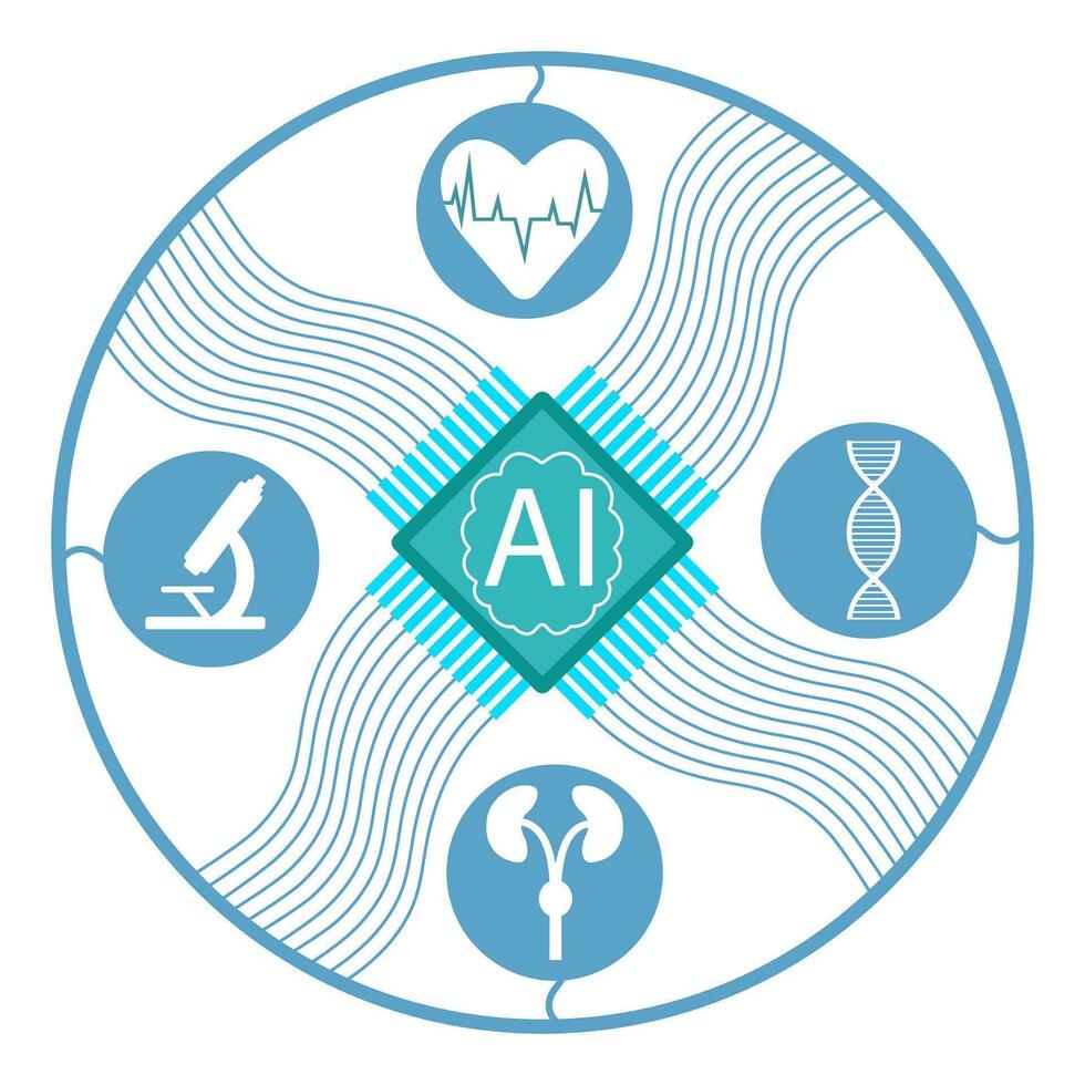 el utilizar de artificial inteligencia en el campo de medicina para temprano diagnóstico de enfermedades, plano vector ilustración