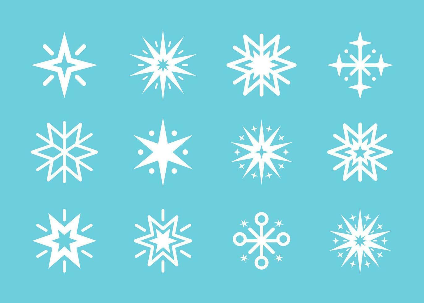 Winter Snowflake Icon Collection, Star Snow Symbol Set vector