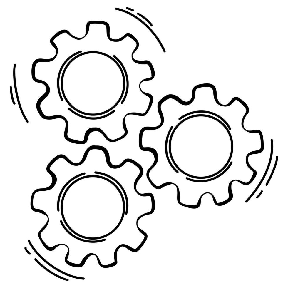 Concept of business idea. Doodle sketch style of Hand drawn gear vector illustration.