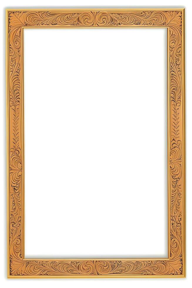 AI generated Wooden Frame With Beautiful Carved Illustrations photo