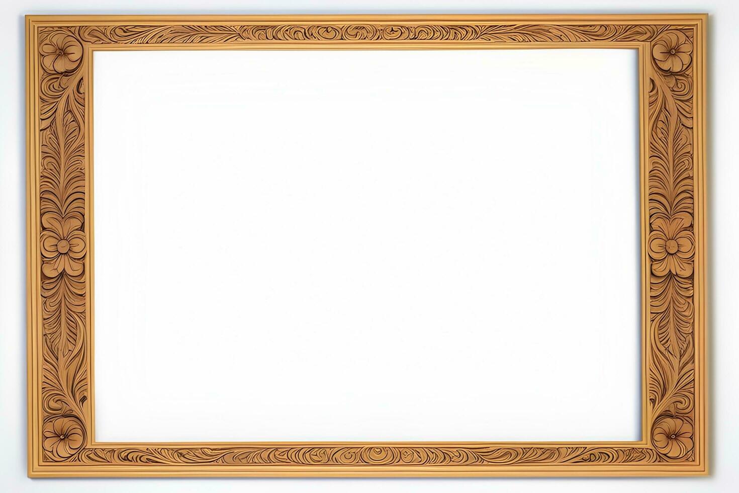 AI generated Wooden Frame With Beautiful Carved Illustrations photo