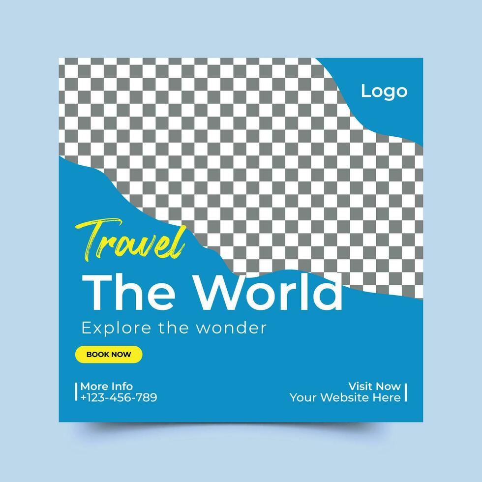 travel the world social media post template vector