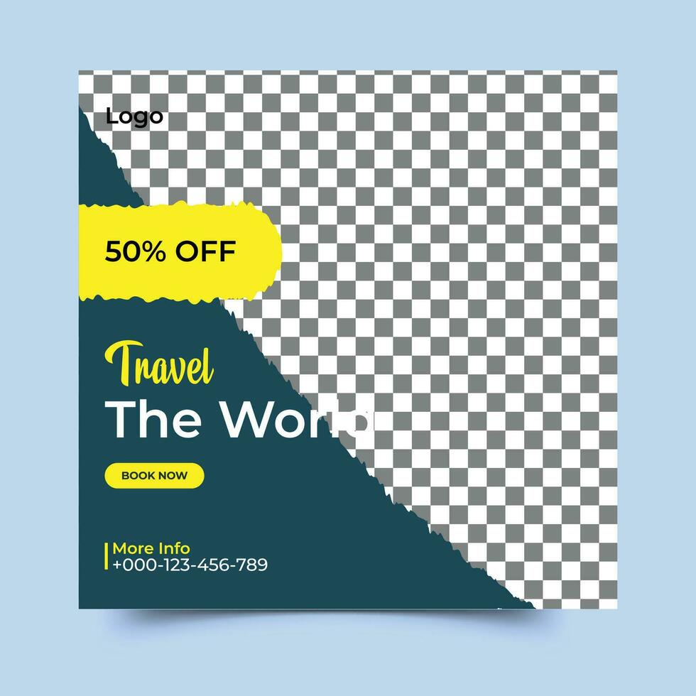 travel the world social media post template vector