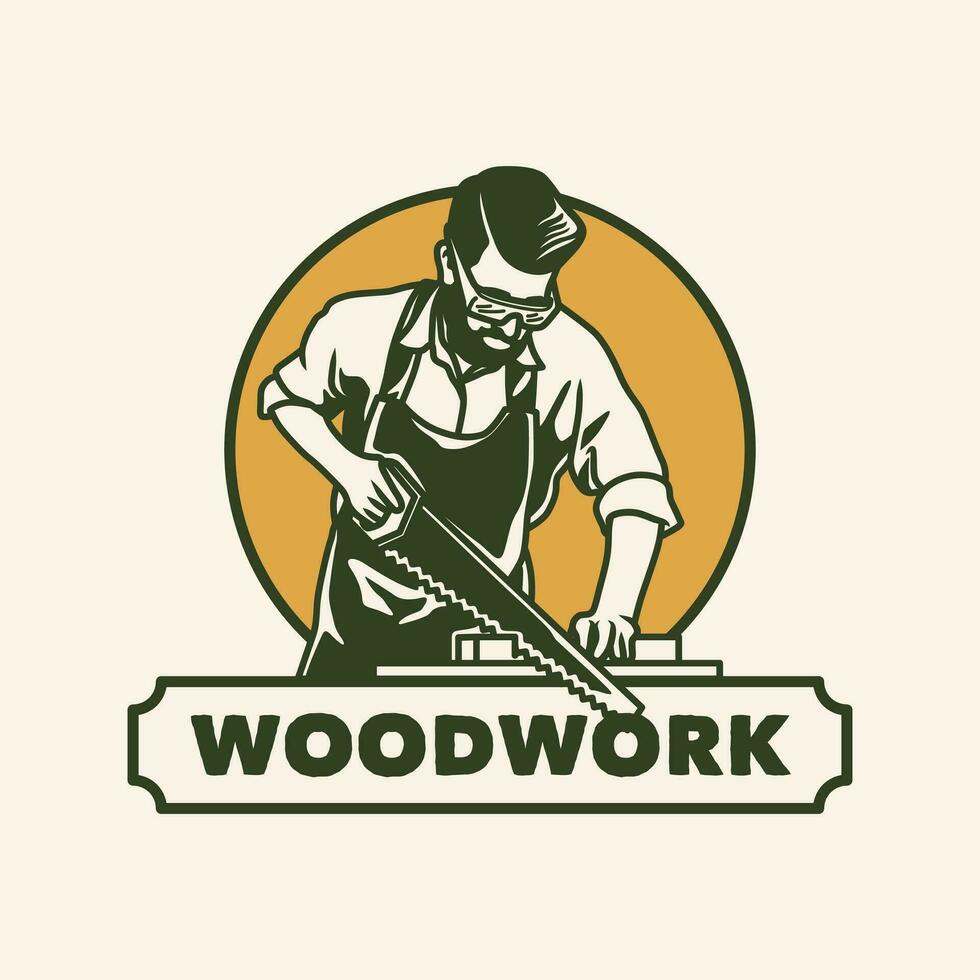 Vintage Hand Drawn Woodmark Craftman Logo Label vector