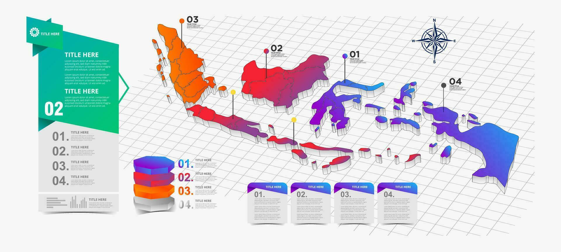 the map of indonesia with the country's location and information vector