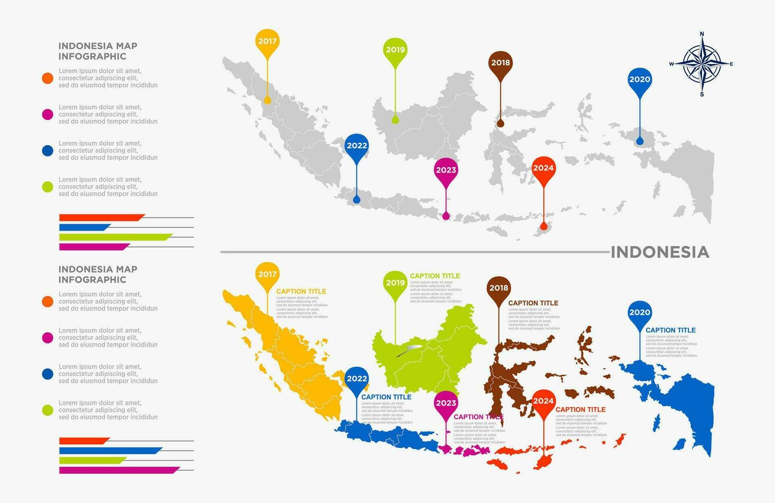 el mapa de Indonesia con el del país ubicación y información vector