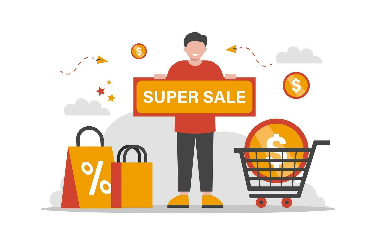 Sale and Offer Flat Concept Illustration vector