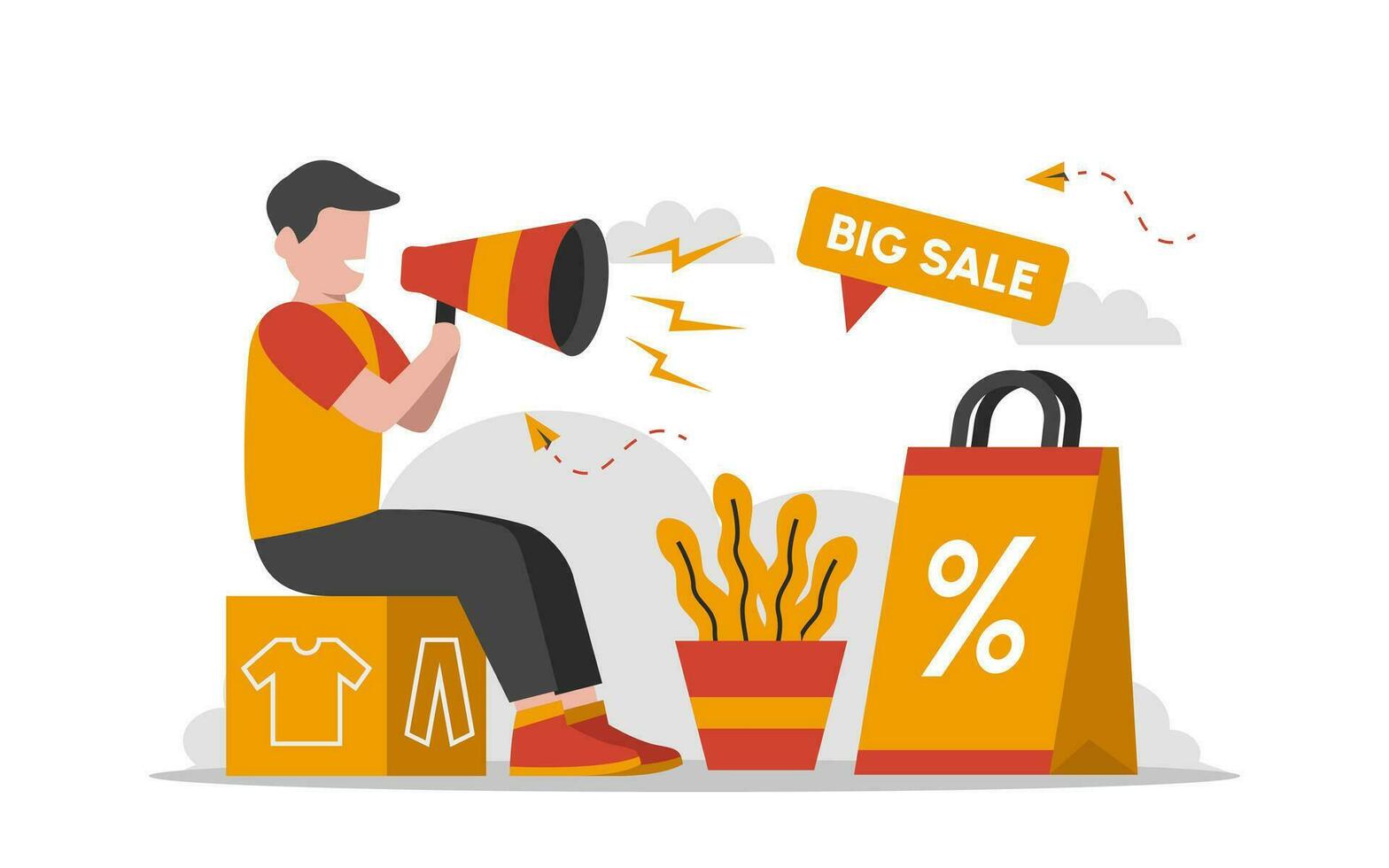 Sale and Offer Flat Concept Illustration vector