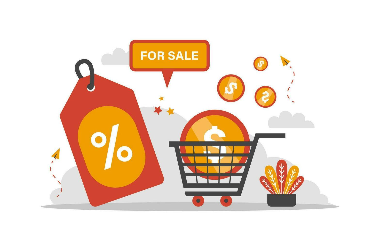 Sale and Offer Flat Concept Illustration vector