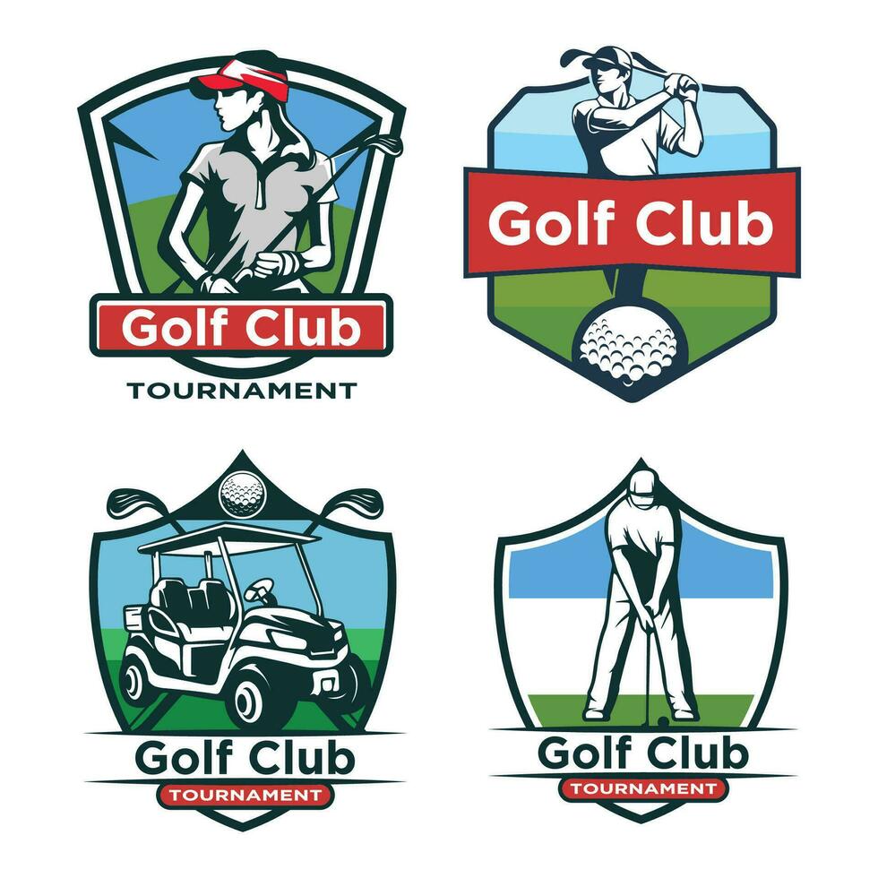 Set of golf tournament logo design template. vector