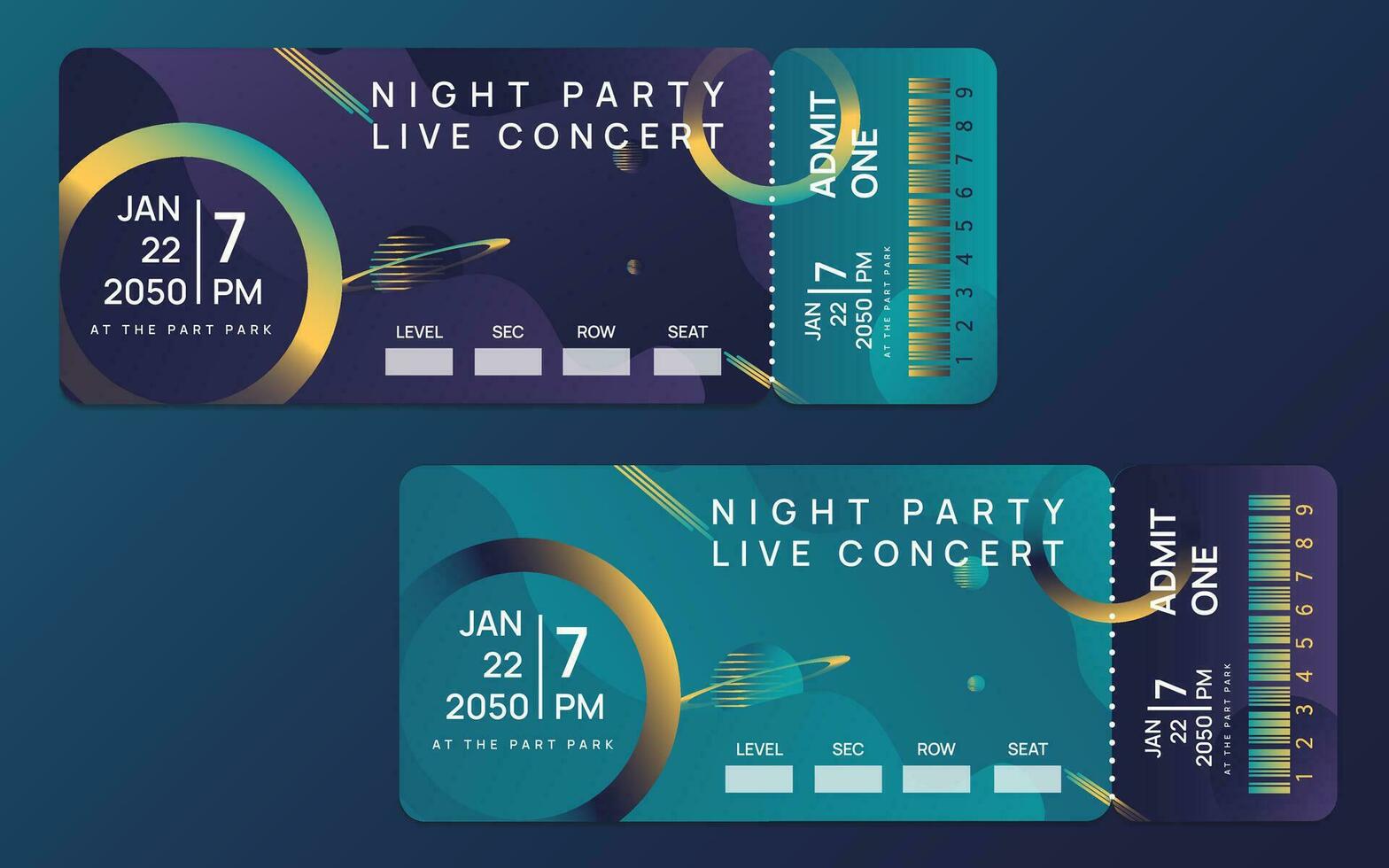 Concert ticket template. Concert, party or festival ticket and boarding