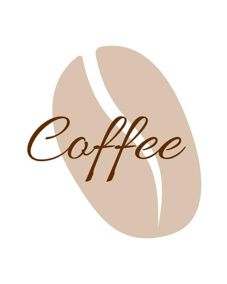 café frijol y letras café. vector ilustración