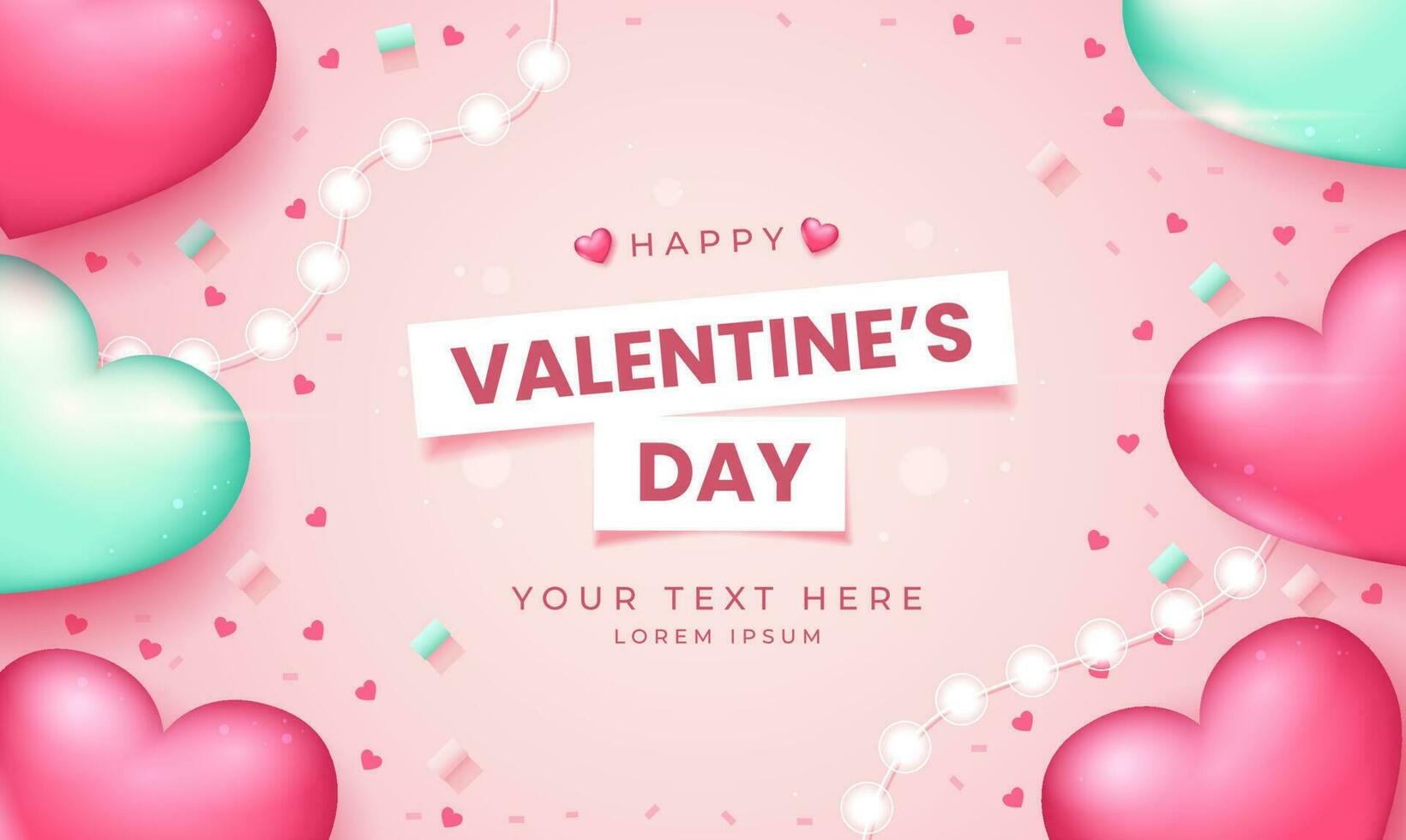 Valentine's day background with heart balloons vector