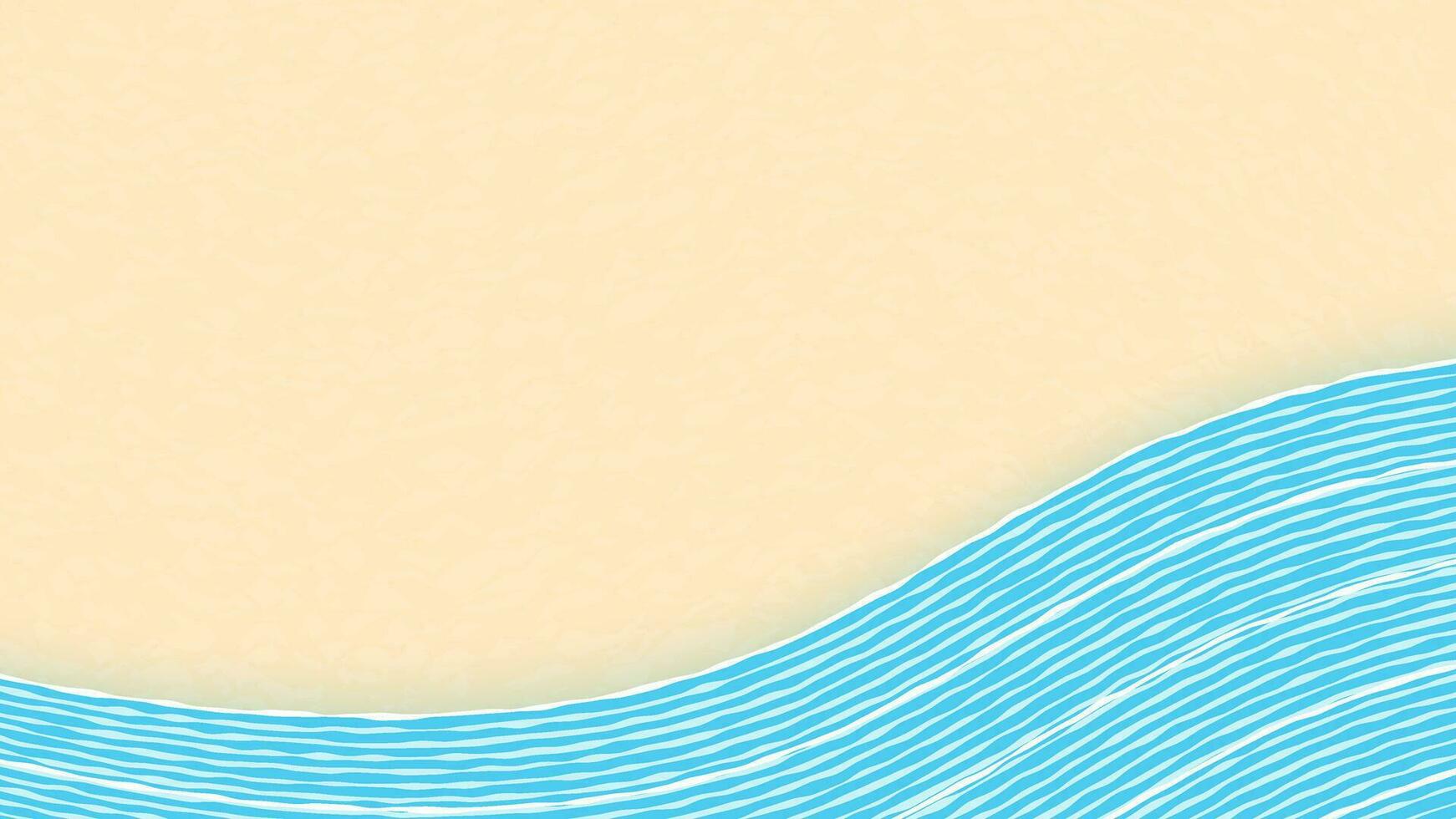 Sandy beach with blue sea and white waves. Vector paper art illustration