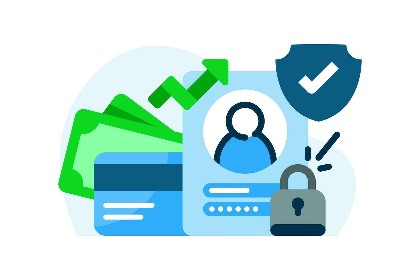 financial investment account security data protection concept illustration flat design vector. modern graphic element for landing page ui, infographic, icon vector