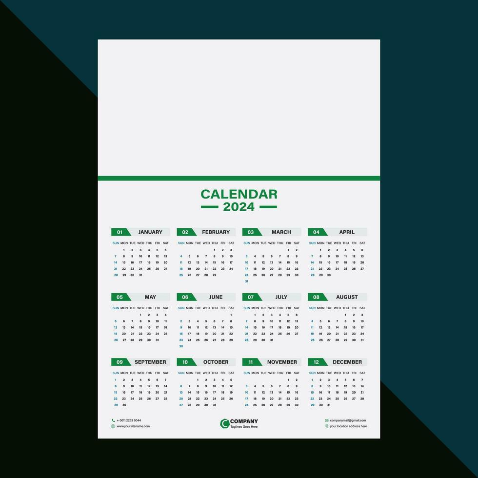 2024 nuevo año calendario vector