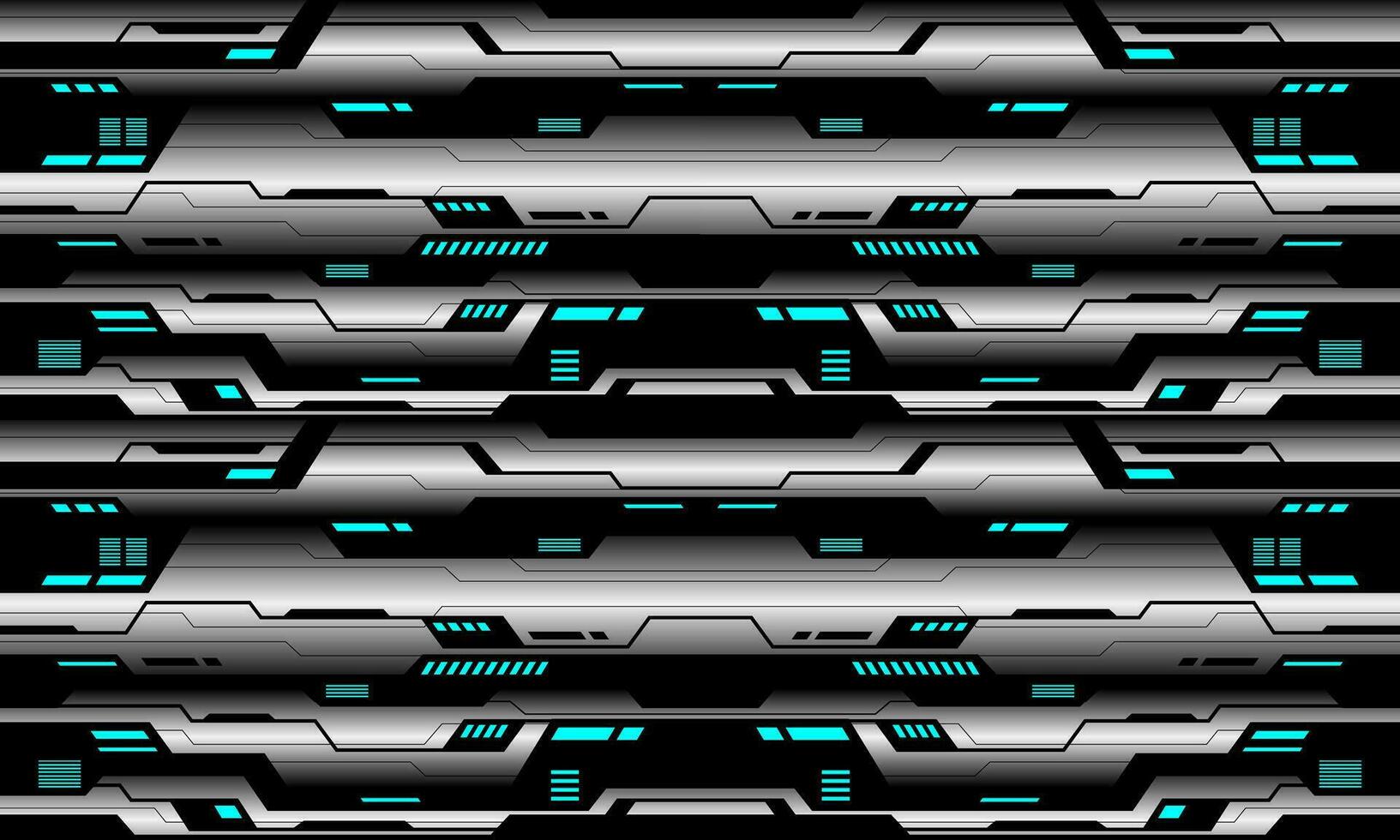 Abstract silver black cyber line geometric blue light power seamless pattern design modern futuristic technology background vector