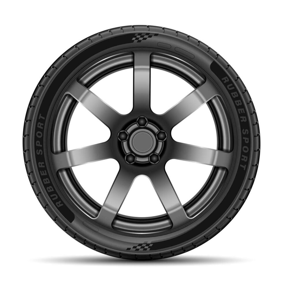 Car tire radial wheel metal alloy on isolated background vector