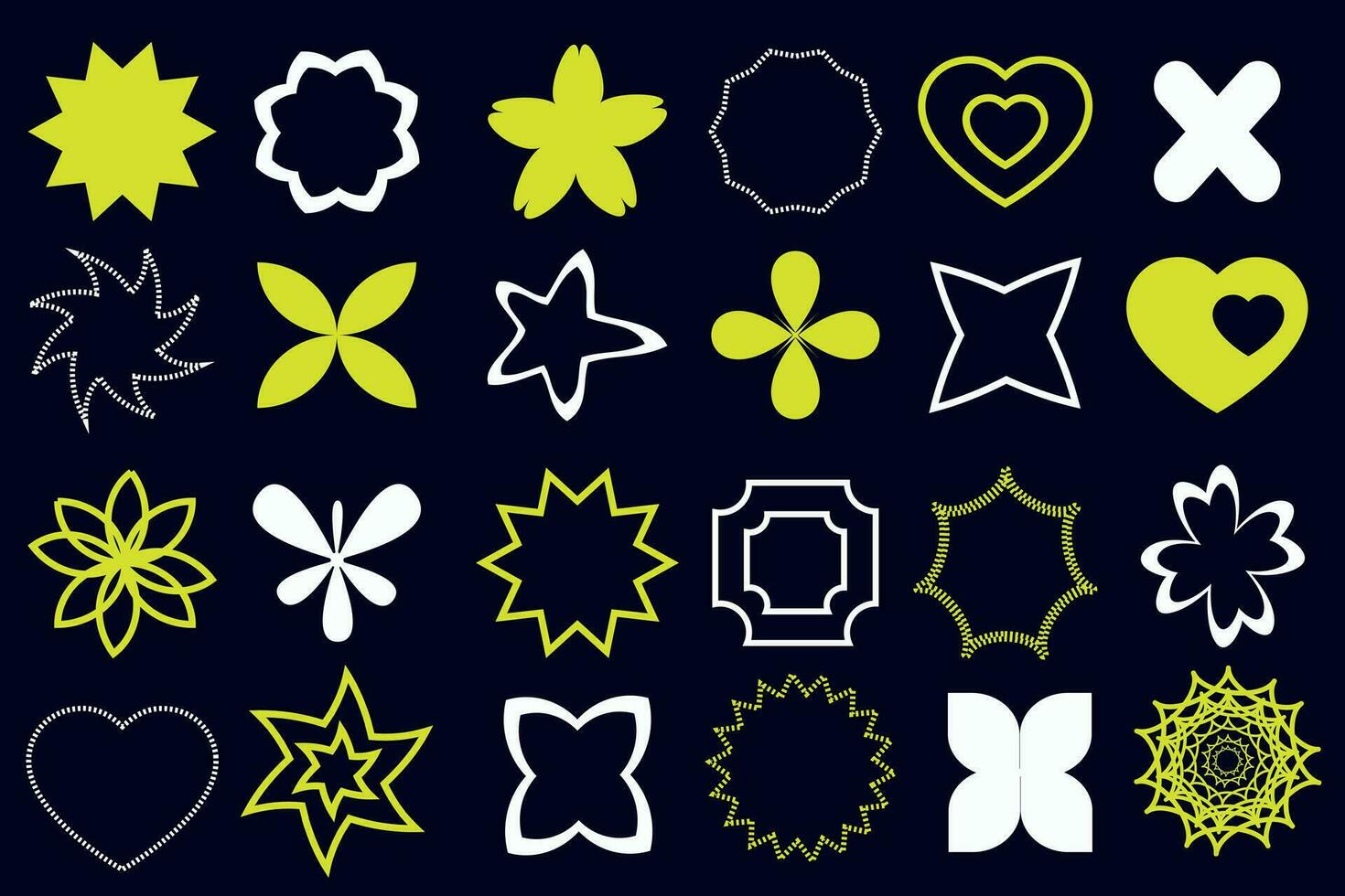 conjunto brutalista formas y simbolos colección de geométrico y resumen cruces y estrellas. modelo para publicidad, web, social medios de comunicación vector
