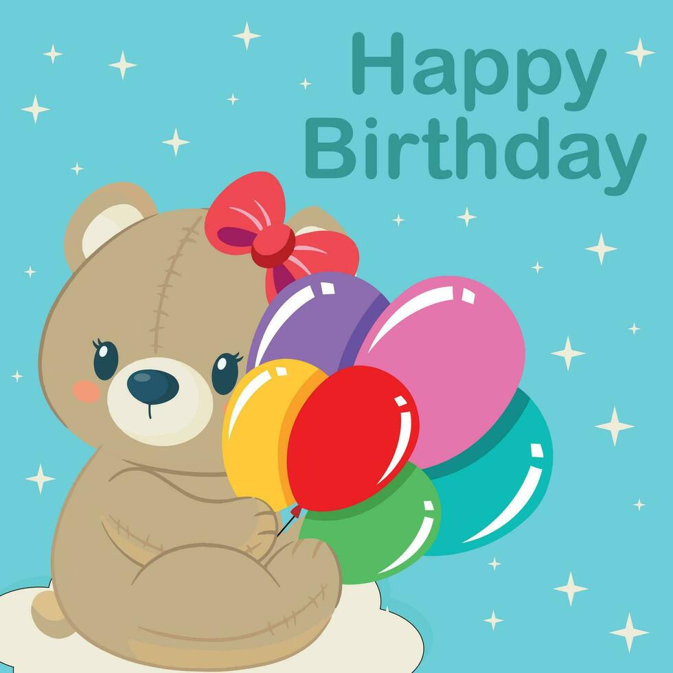 Lovely birthday cards design with cake, balloons and typography design. Abstract universal grunge artistic templates. For poster, business card, invitation, flyer, banner, email header vector