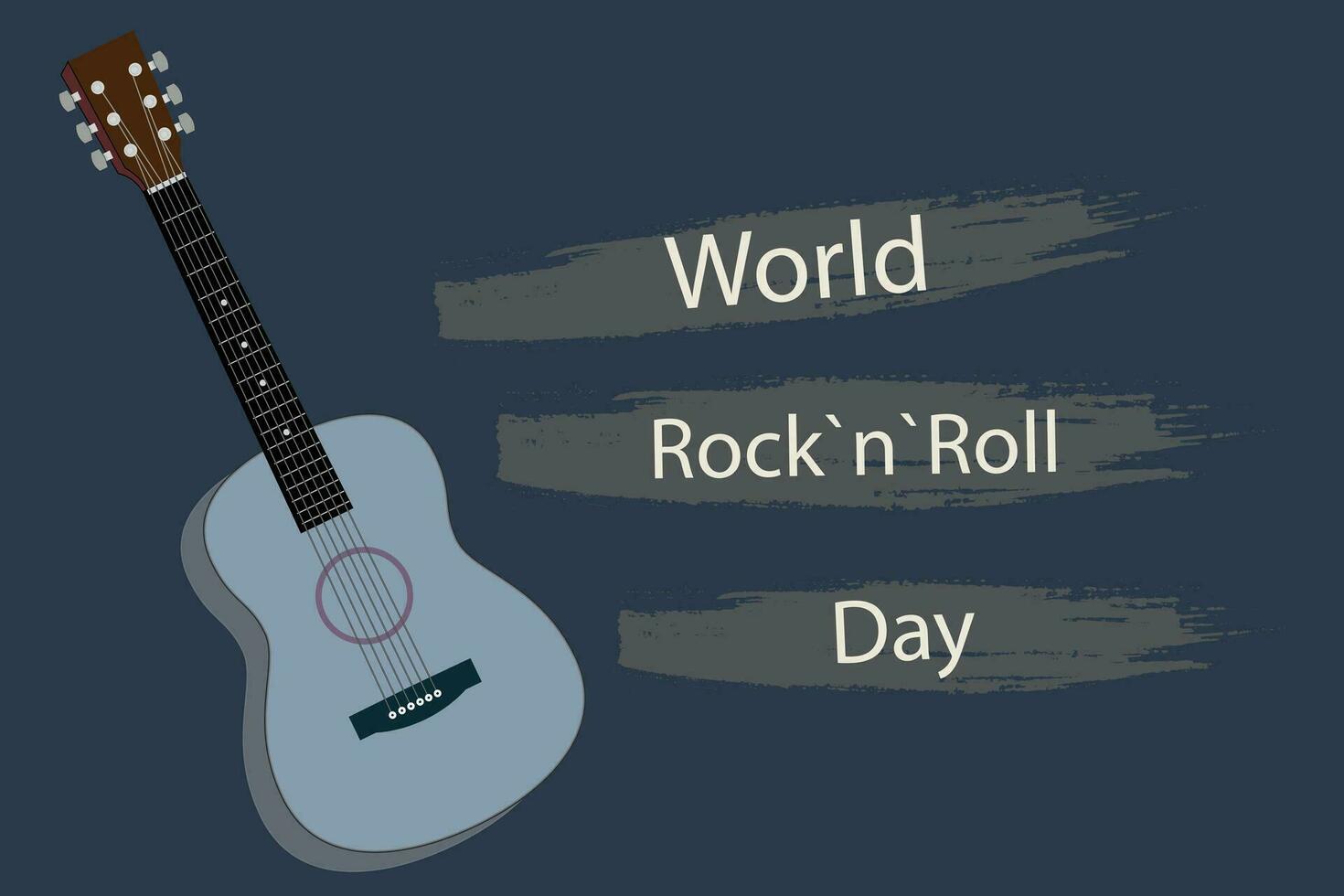 World Rock n Roll day. Guitar's Head with Greeting for World Rock 'N' Roll Day vector