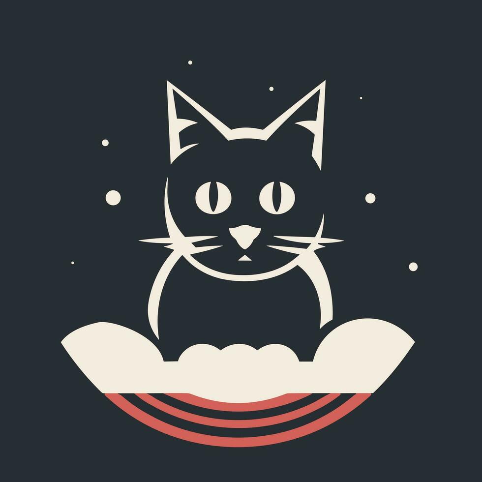 logo y t camisa diseño de gato vactor ilustración y pegatina diseño vector