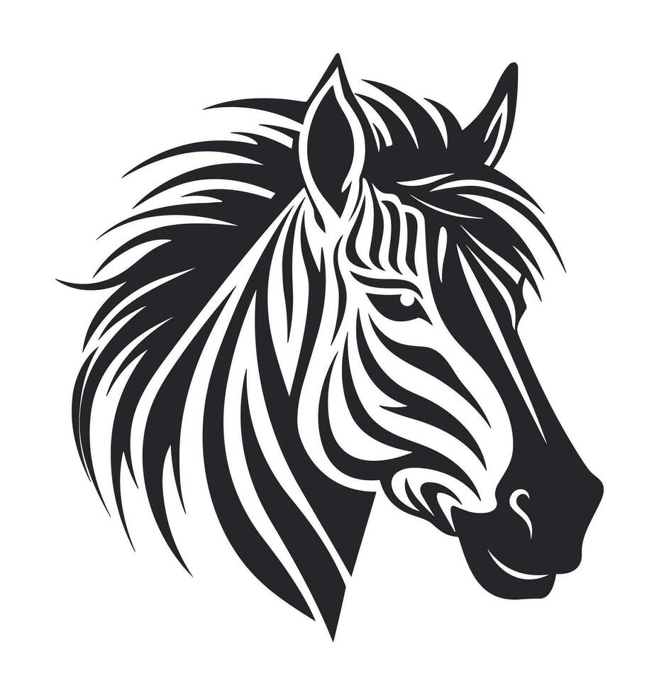 Zebra vector for logo or icon,clip art, drawing Elegant minimalist style, silhouette black and white