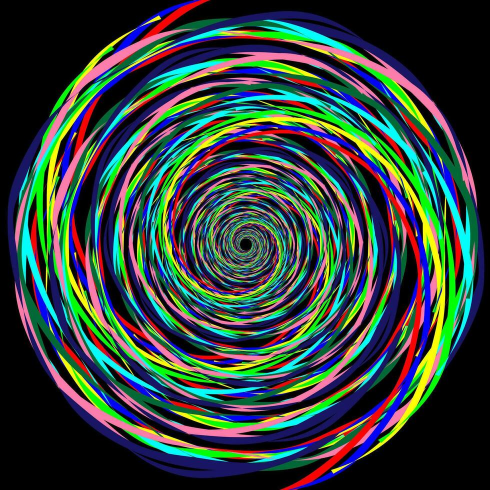 Vector abstract pattern in the form of a multi-colored spiral on a black background