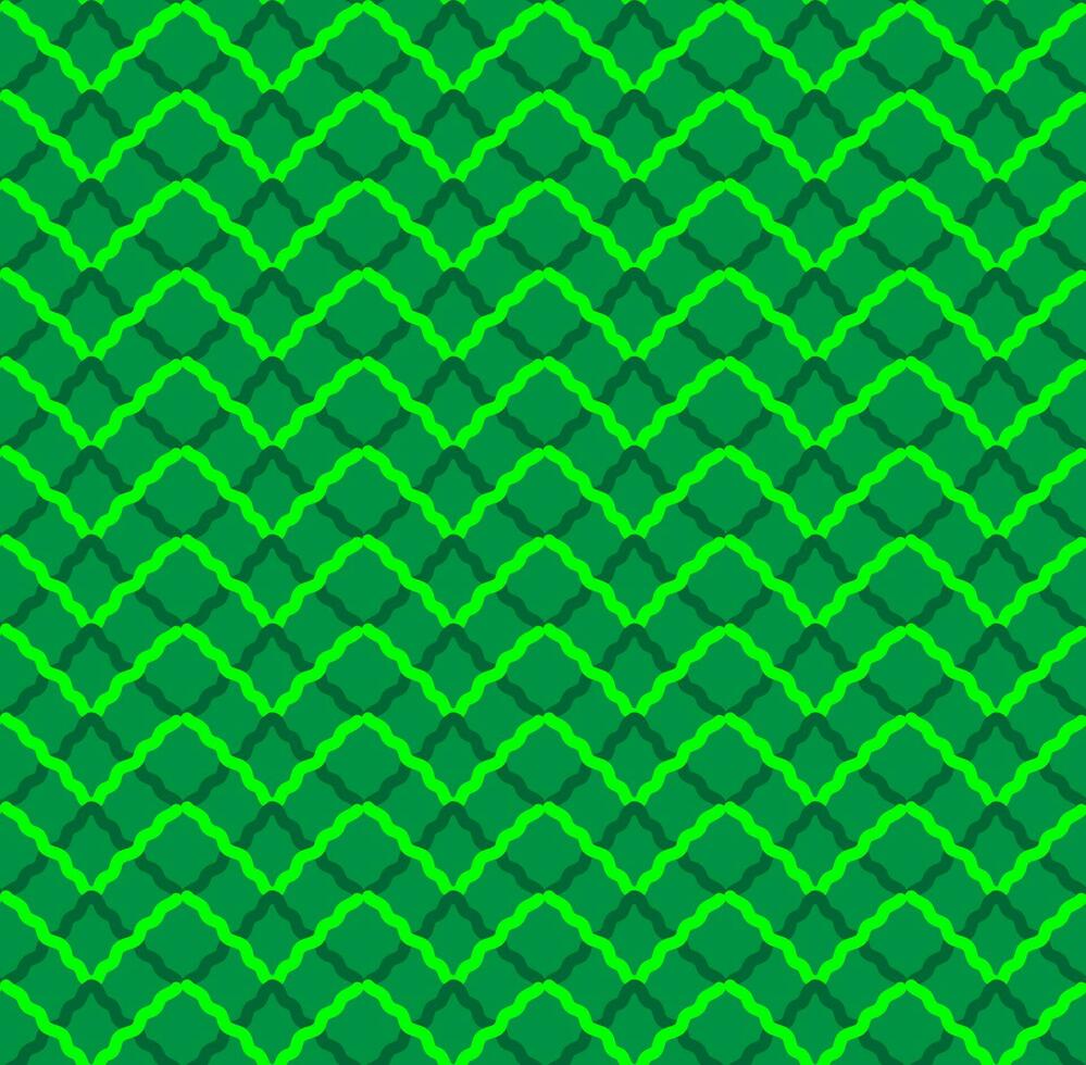 Vector seamless texture in the form of a geometric pattern of lines and zigzags on a green background