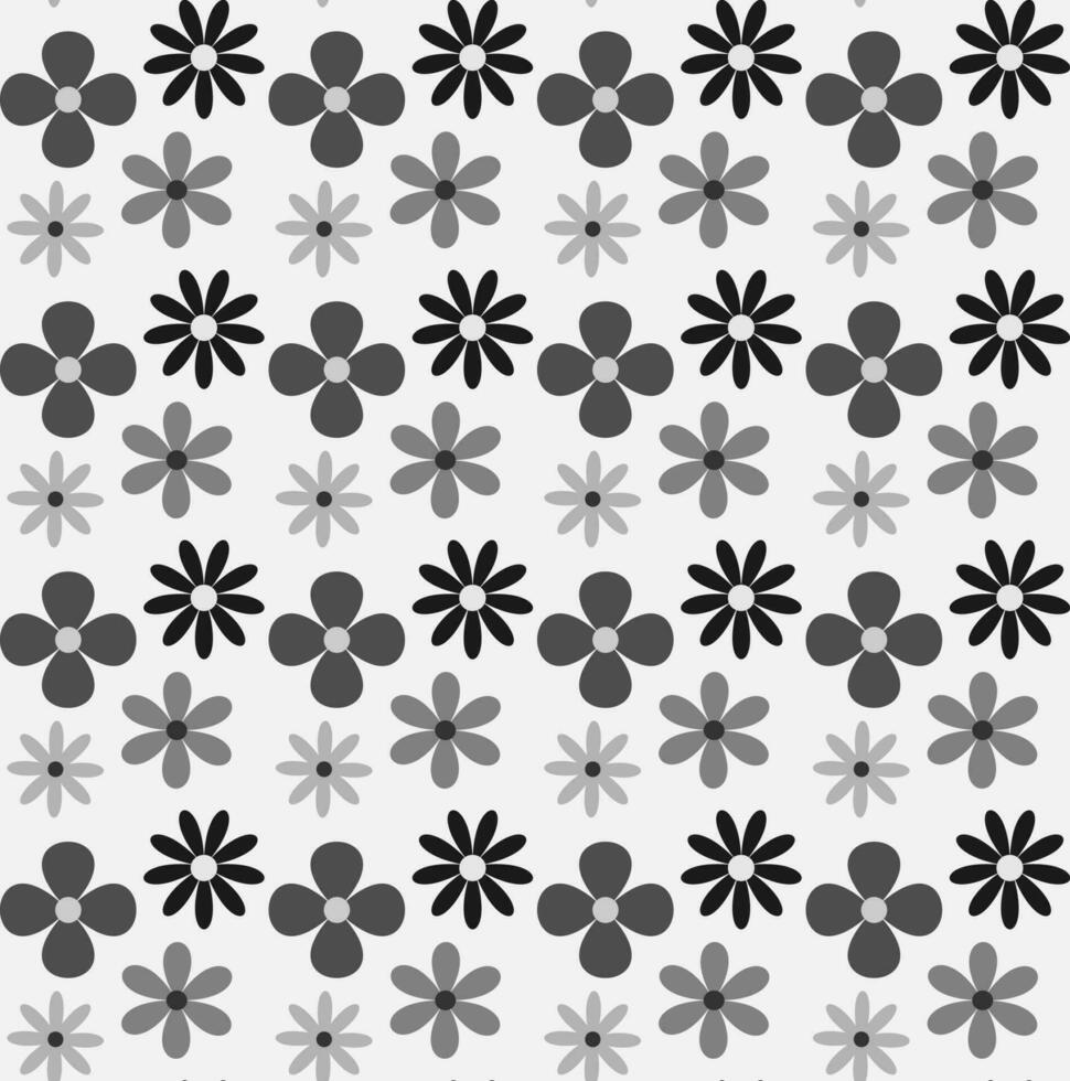 Vector seamless monochromatic Scandinavian pattern in the form of flowers on a gray background