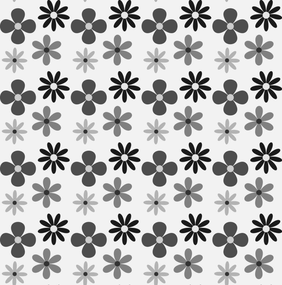 Vector seamless monochromatic Scandinavian pattern in the form of flowers on a gray background