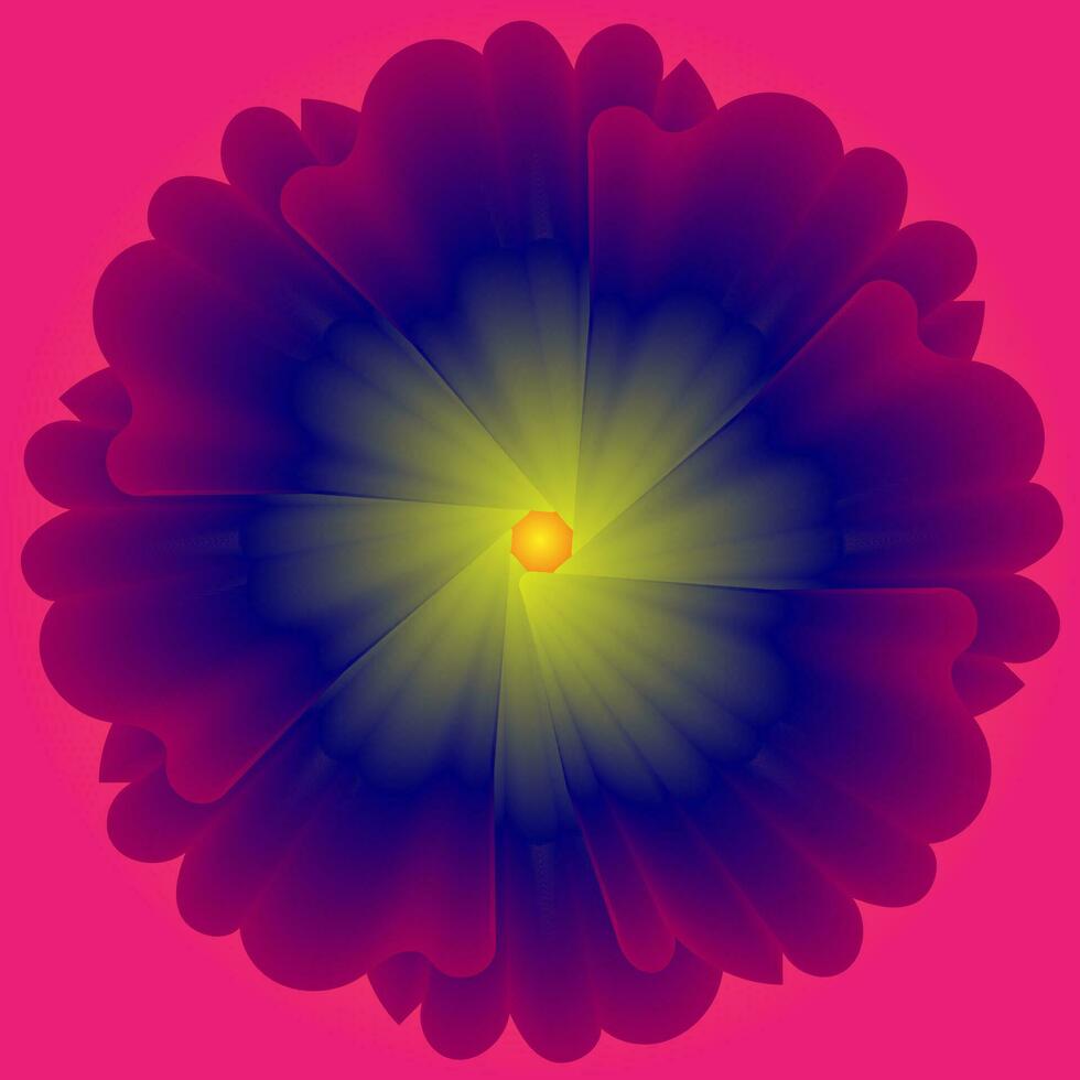 Vector abstract pattern in the form of a bright blue flower on a pink background