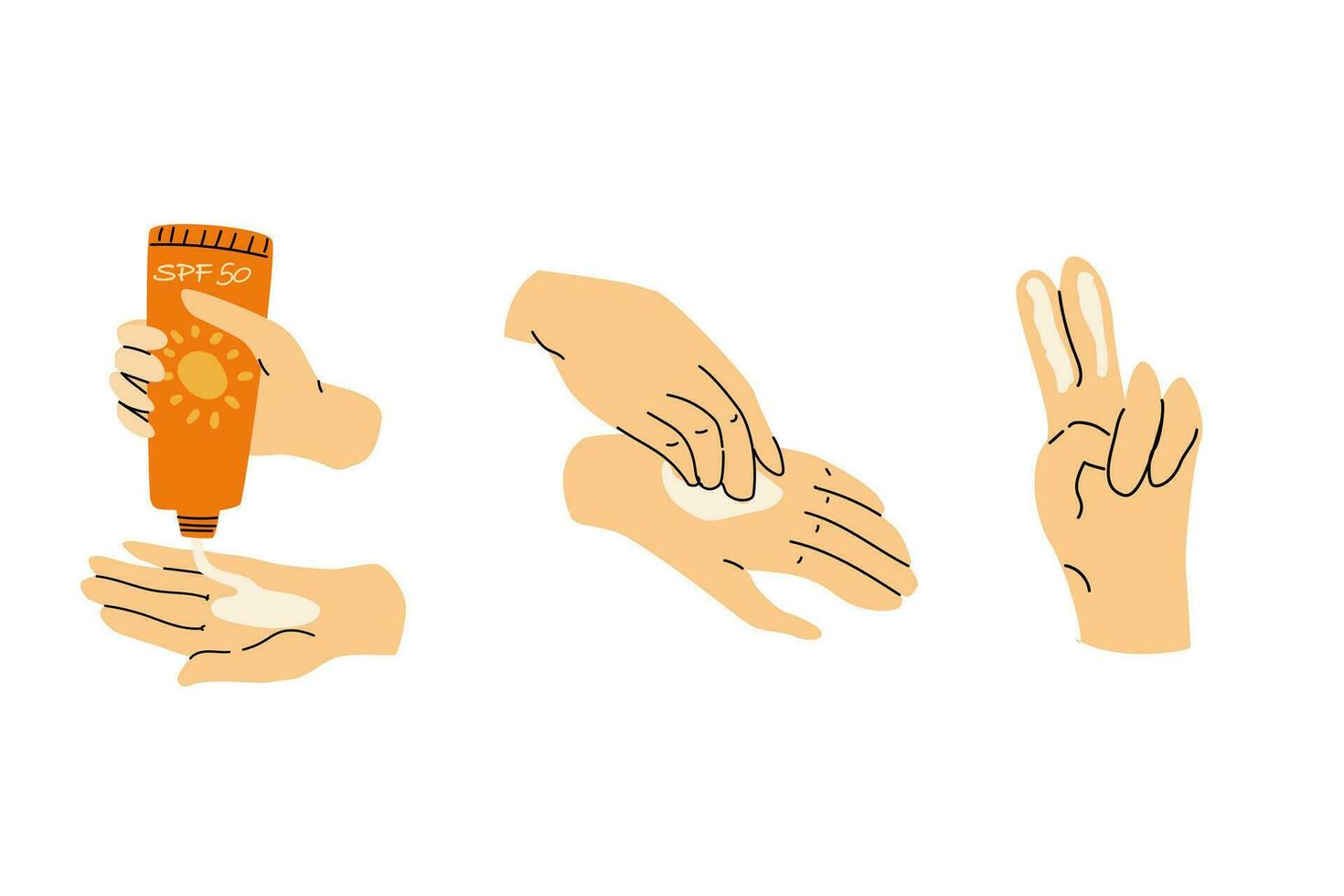 conjunto de mujer manos con ligero crema para proteccion piel desde Dom. vector ilustración aislado. lata usado para cosmético antecedentes.