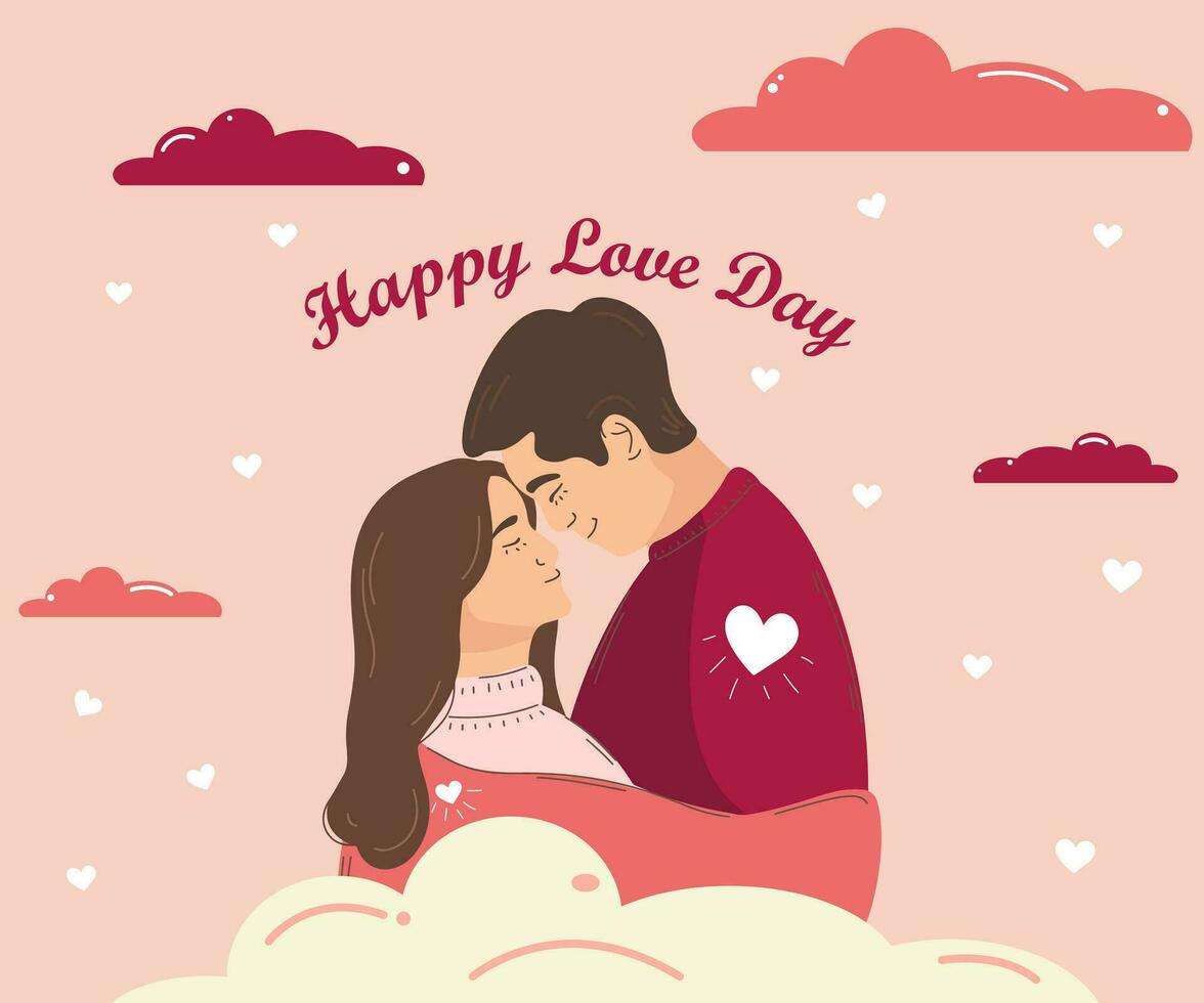 Valentine's Day postcard with a couple in love vector